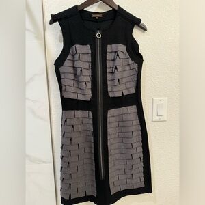 Adolfo Dominguez Black and Gray Zip Dress Detailing Size 40